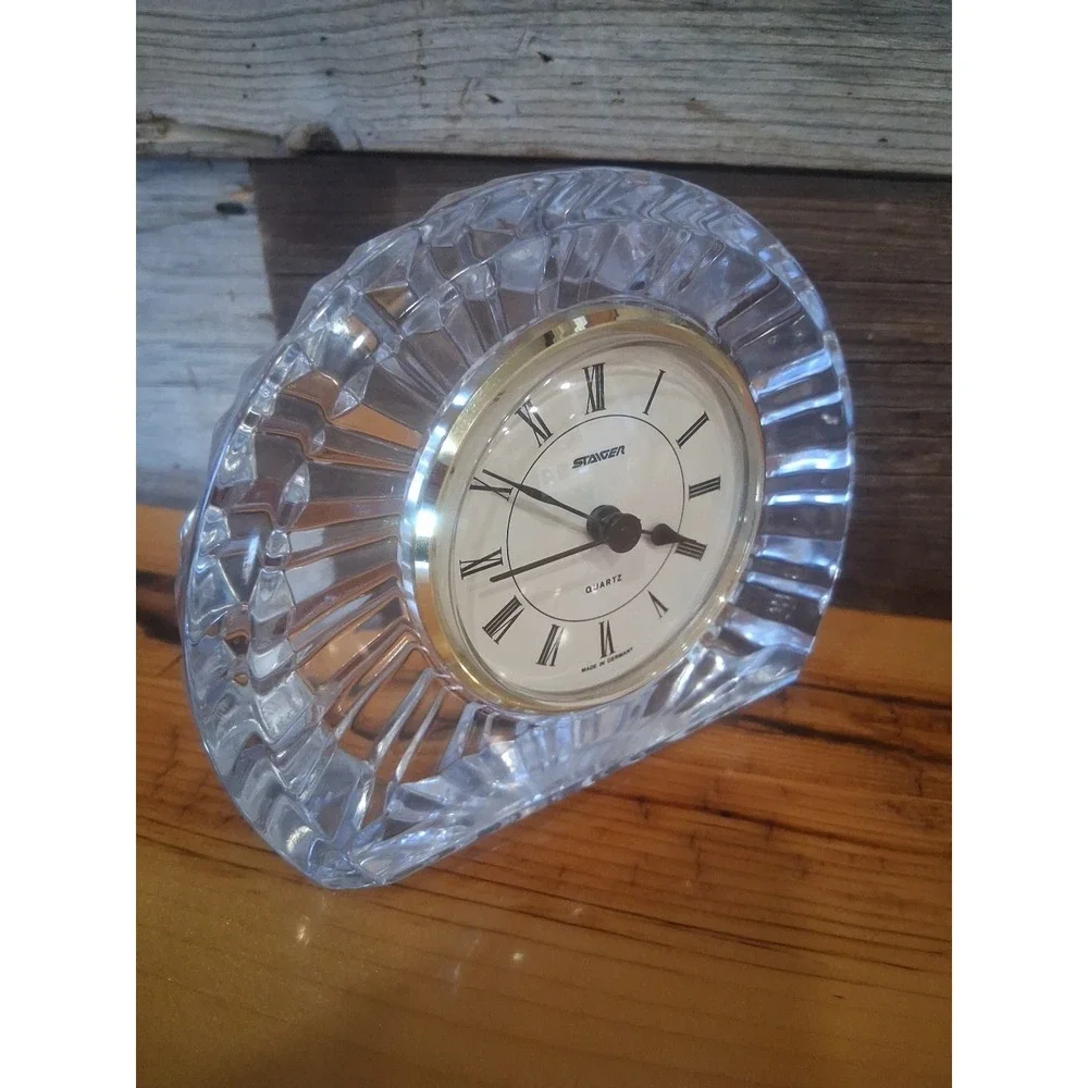 VINTAGE 1995 Staiger Germany & Cristal D' Argue France 24% Lead Crystal Clock